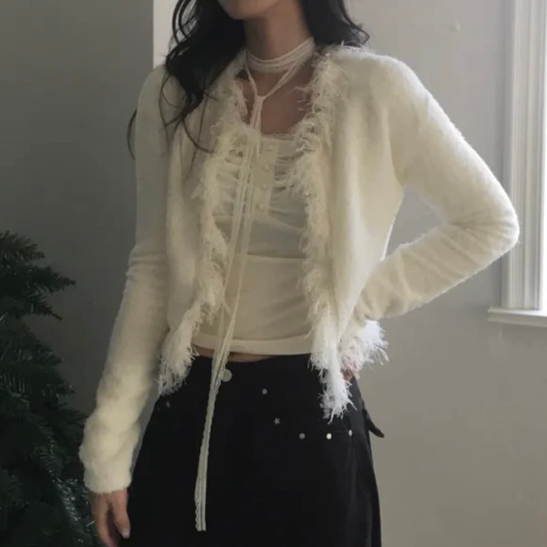 아이보리 수술 가디건 상품이미지2