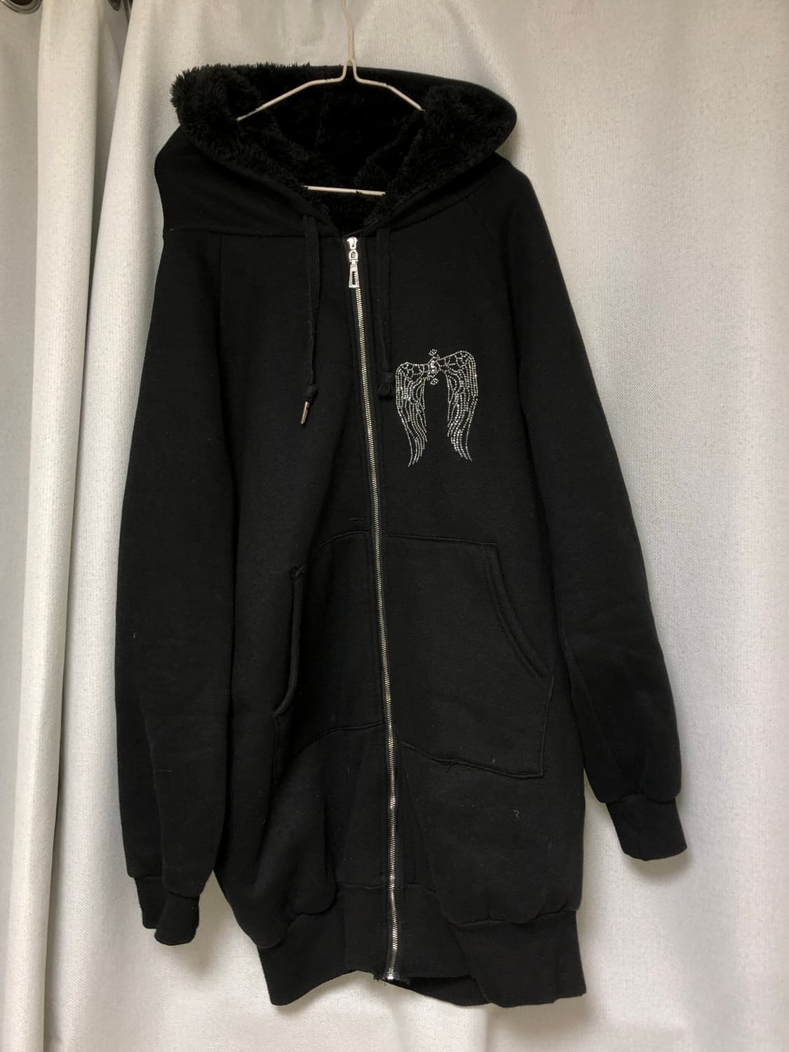 Vintage punk 빈티지 펑크 날개 큐빅 후드집업 상품이미지1