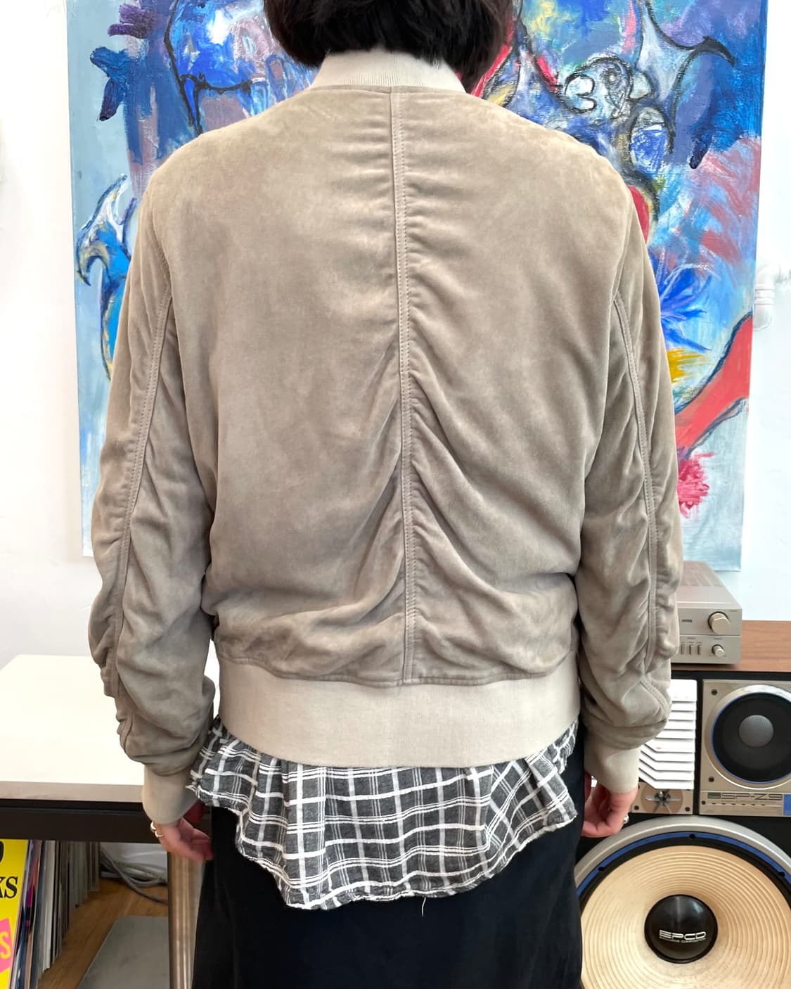 [S] 올세인츠 고트 스킨 게더 블루종 자켓 상품이미지3