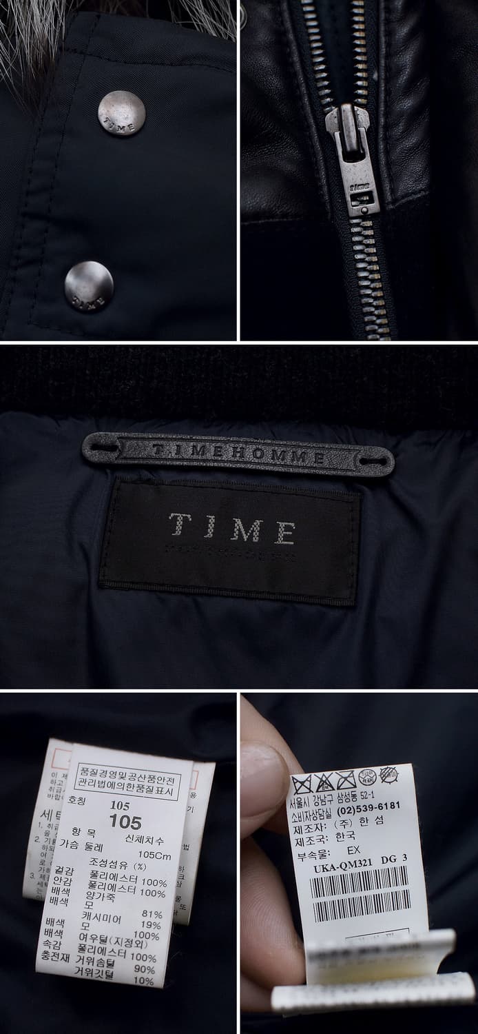 타임옴므 양가죽 울캐시미어 폭스퍼 구스다운 숏패딩 (100) 상품이미지10