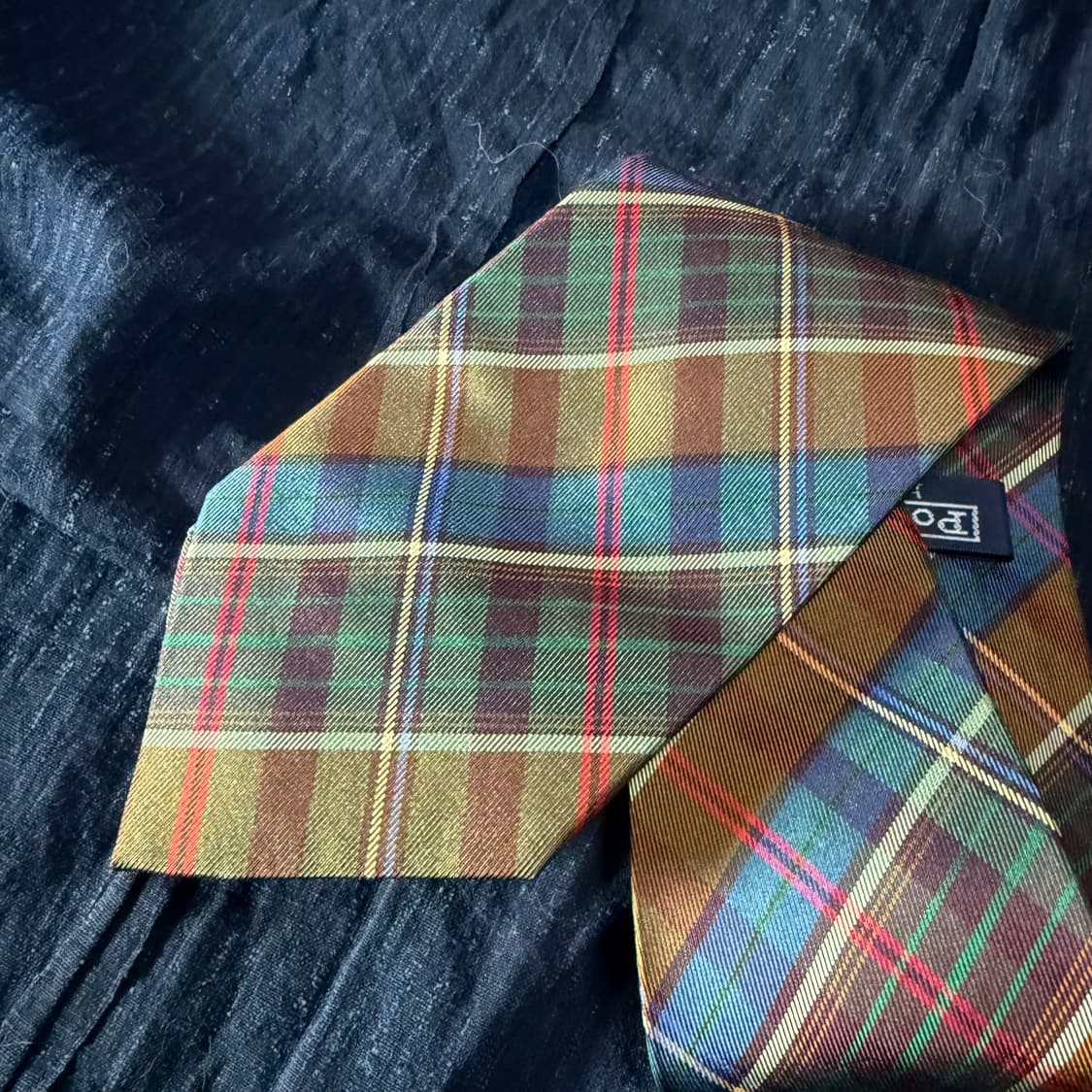 00‘s 폴로 랄프로렌 스트라이프 체크 패턴 실크타이 상품이미지2