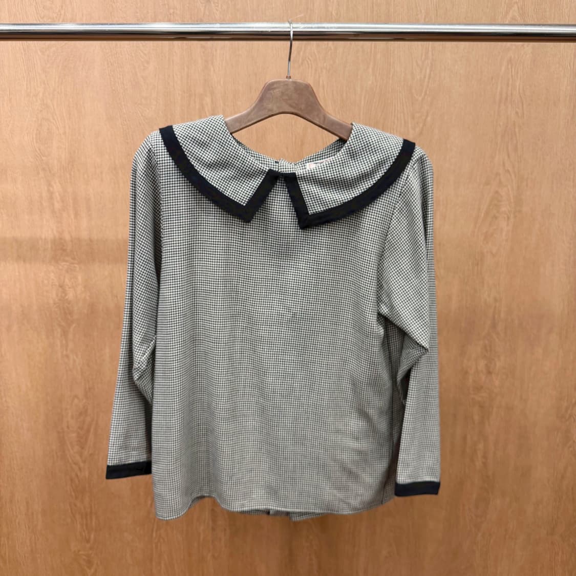 입생로랑 가디건 빅카라 하운드 투스 패턴 디테일 레귤러핏 블랙 화이트 상품이미지3