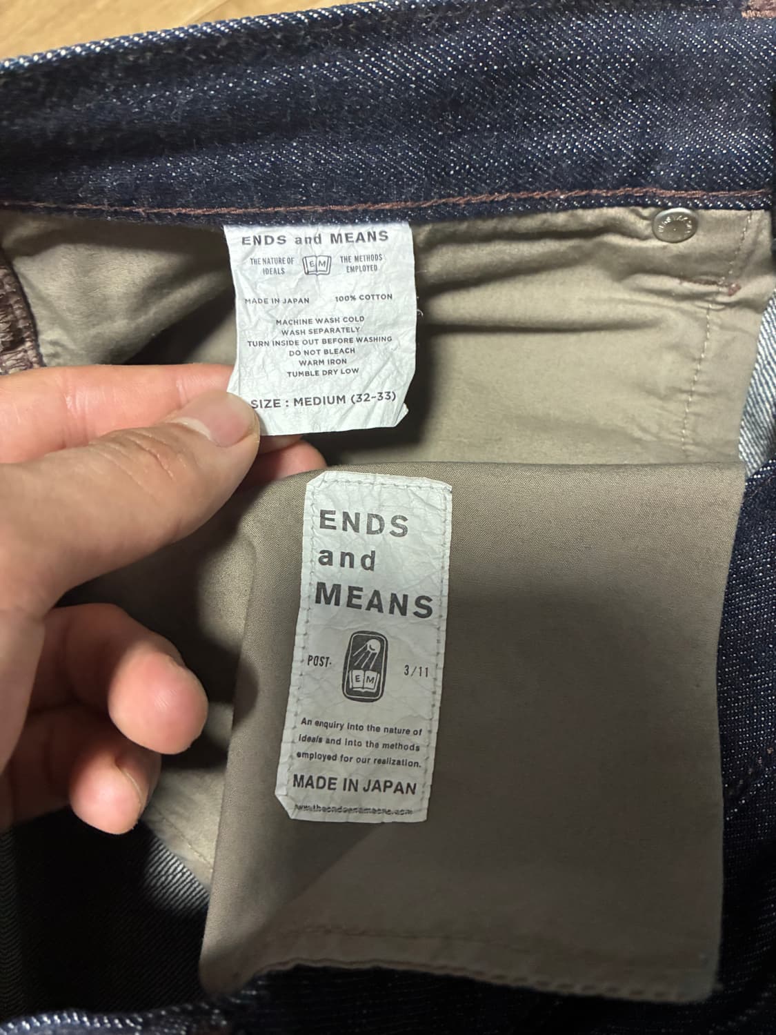 M) ends and means 엔즈앤드민즈 5 포켓 데님 인디고 셀비지 상품이미지2
