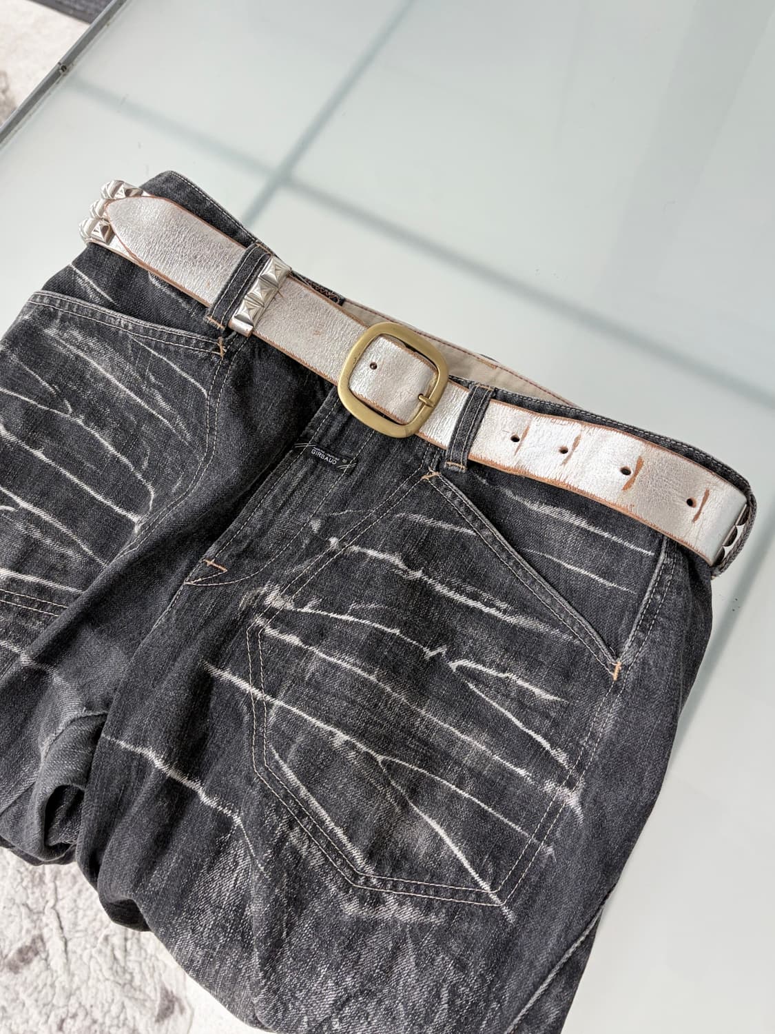 러버보이 스터드 페인팅 레더 벨트 상품이미지2