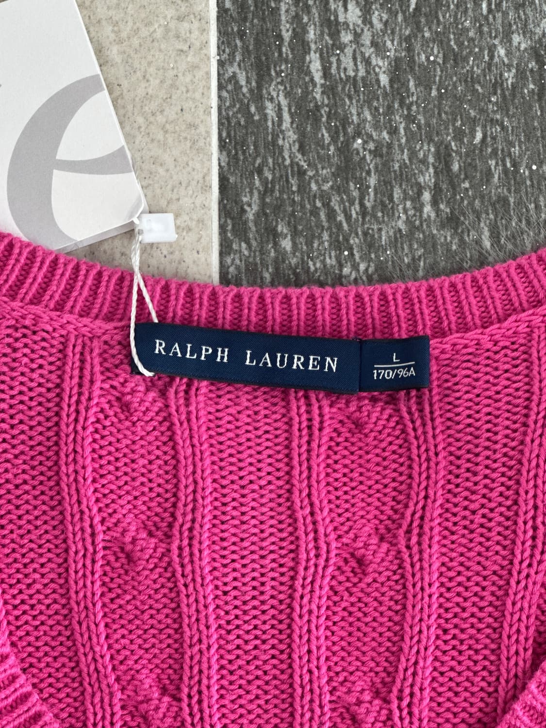 랄프로렌 핫핑크 V넥 케이블 니트  상품이미지5