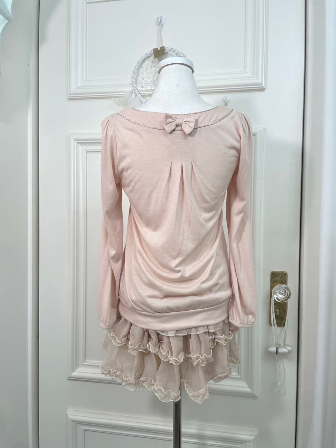 coralpink back bow shirring cotton top 상품이미지3