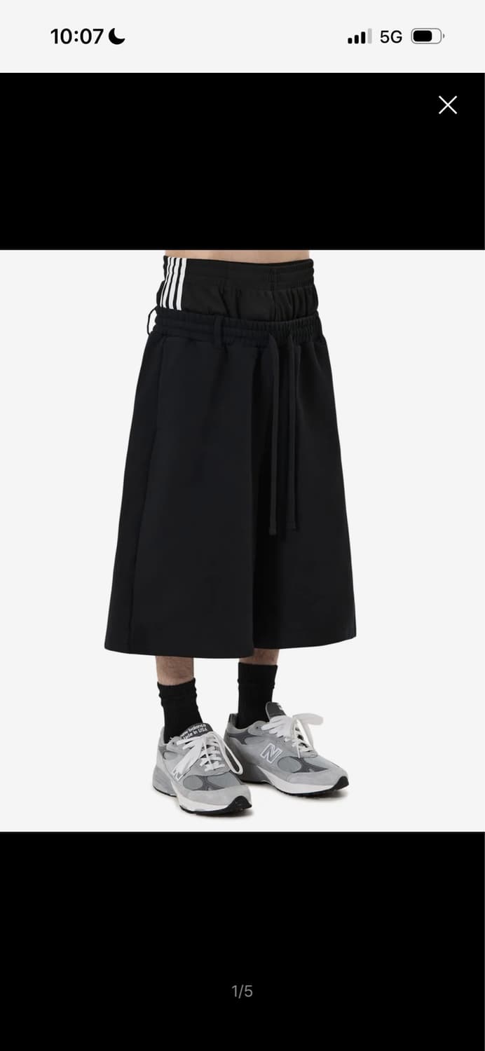오와이 LAYERED WAIST SWEAT SHORTS - BLACK 상품이미지1