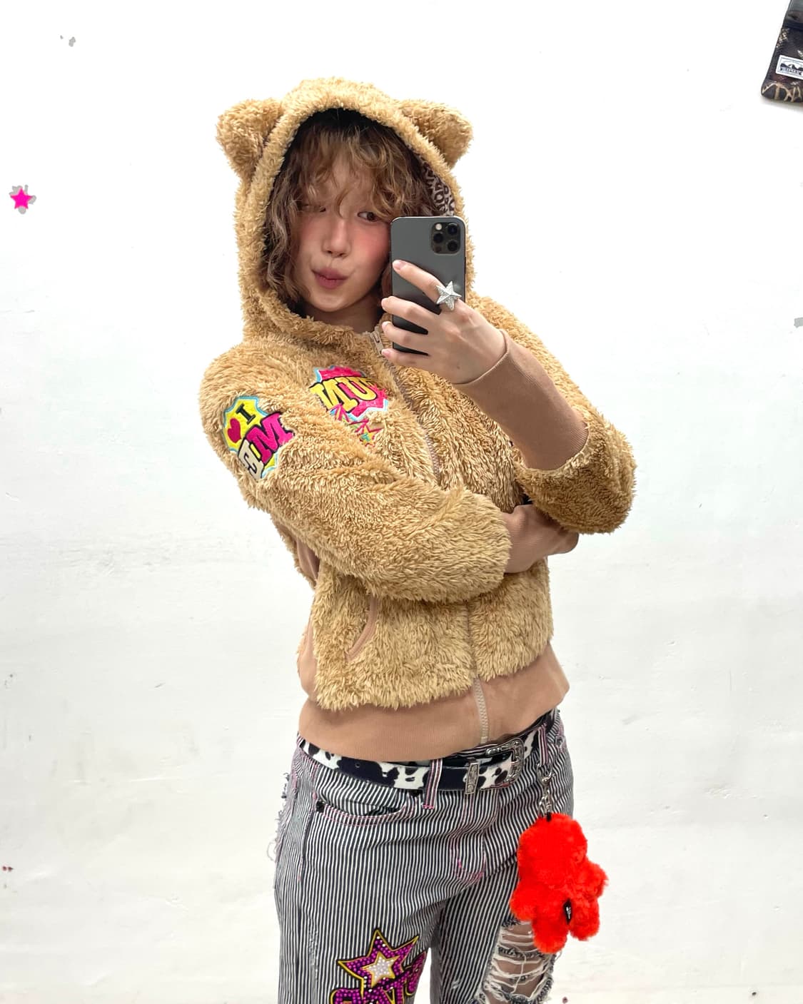Bear Fun Star Brown Hooded Zip-Up 상품이미지1