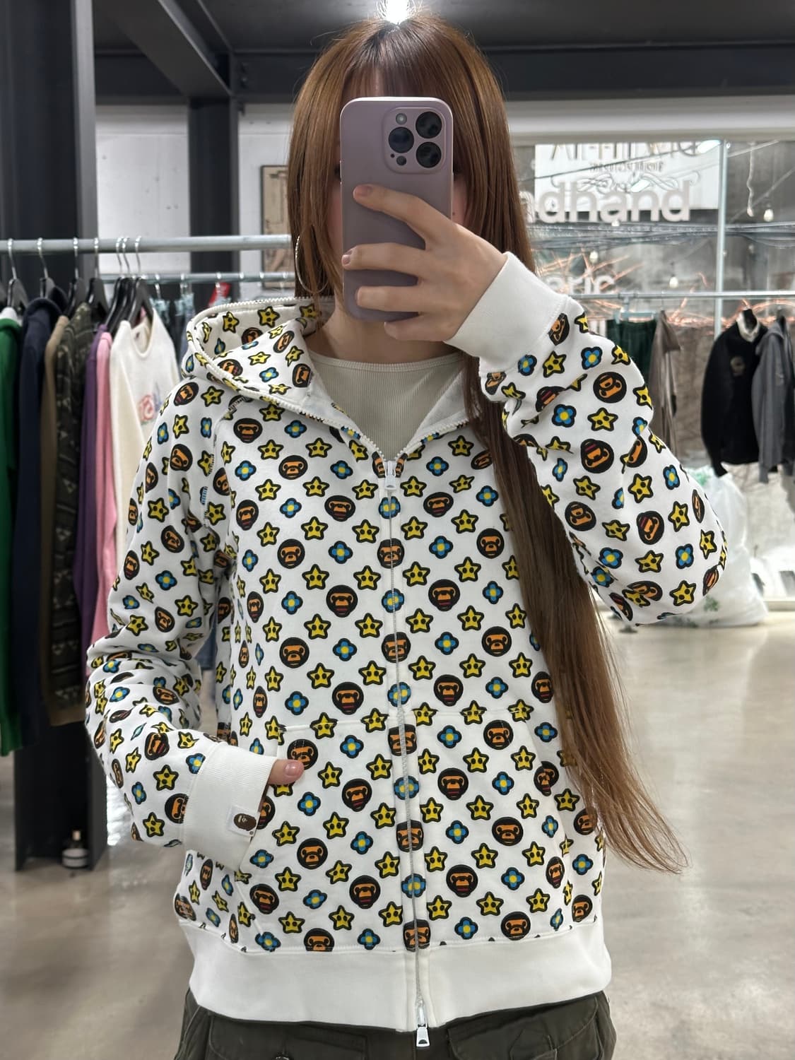 베이프 마일로 모노그램 풀 후드집업 상품이미지1