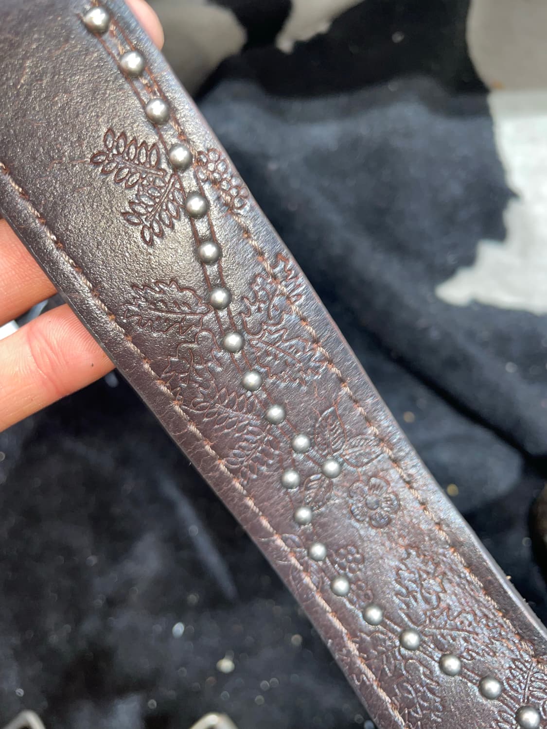 빈티지 에스닉 웨스턴 다크브라운 레더벨트 상품이미지2