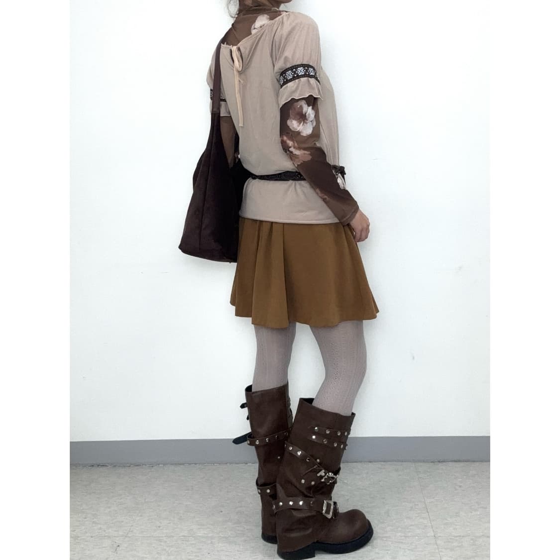 빈티지 브라운 플리츠 스커트 상품이미지3