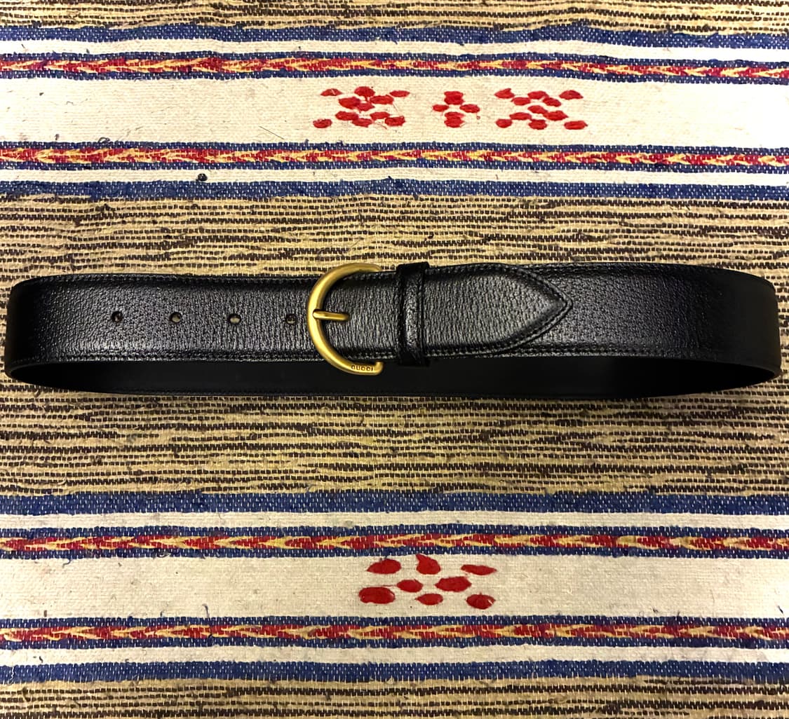 (S/80)GUCCI 구찌 그레인 레더 G버클 가죽벨트 블랙 우먼스 상품이미지1