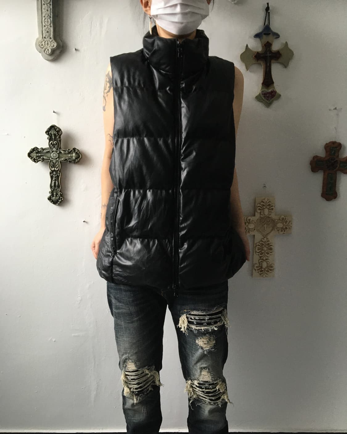 Moussy high neck padded vest 상품이미지1