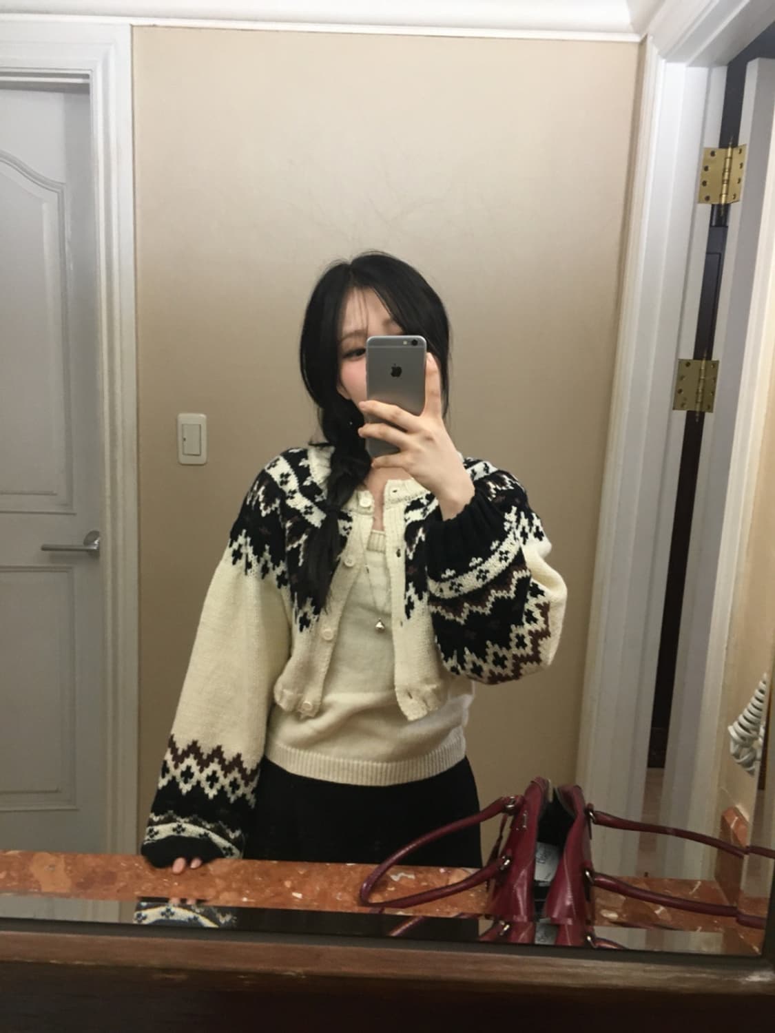 아워캐비넷 스노우 크롭 니트 가디건 세트 상품이미지1