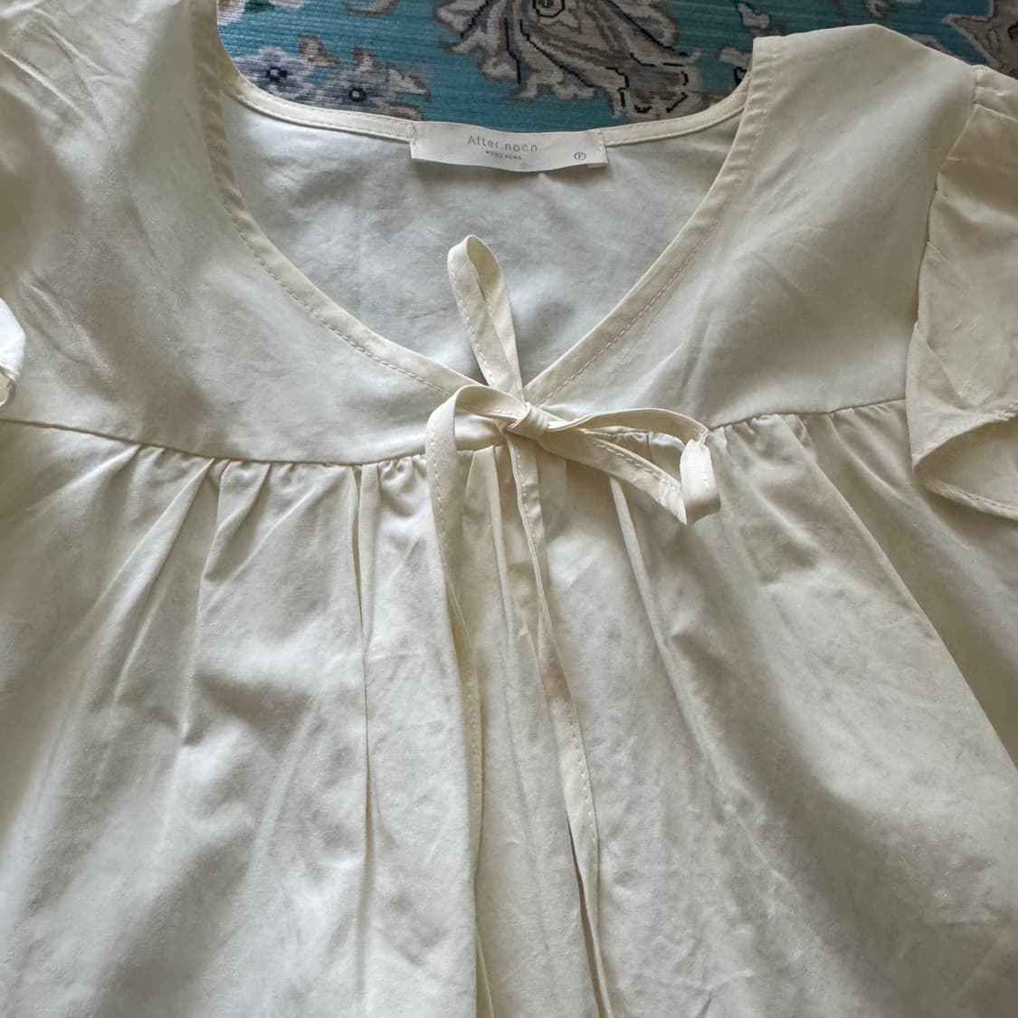 거의새옷 연한노랑 리본 면 블라우스 상품이미지6