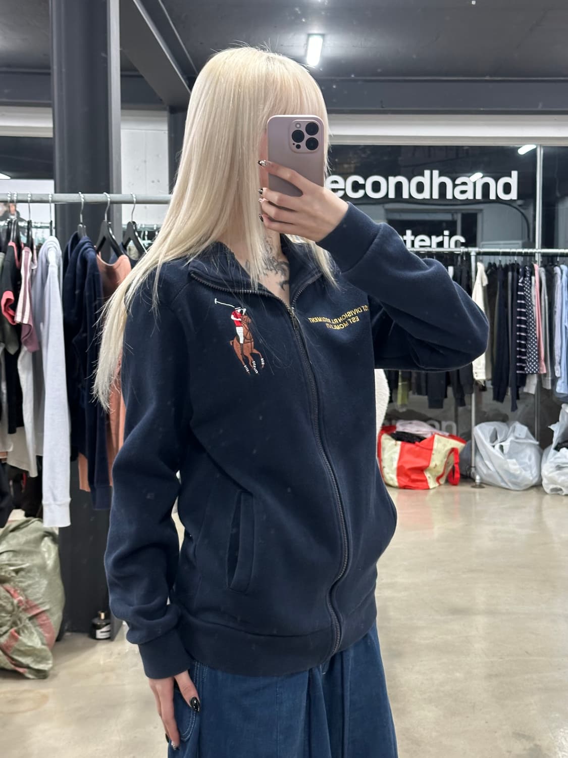 폴로 랄프로렌의 빅포니 자수 네이비 하프 집업 상품이미지2