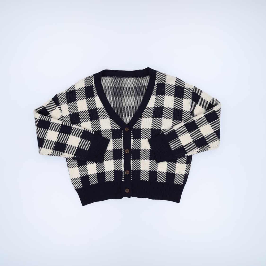 [55정도] 빈티지 여성 체크 브이넥 가디건 0119H1 상품이미지1