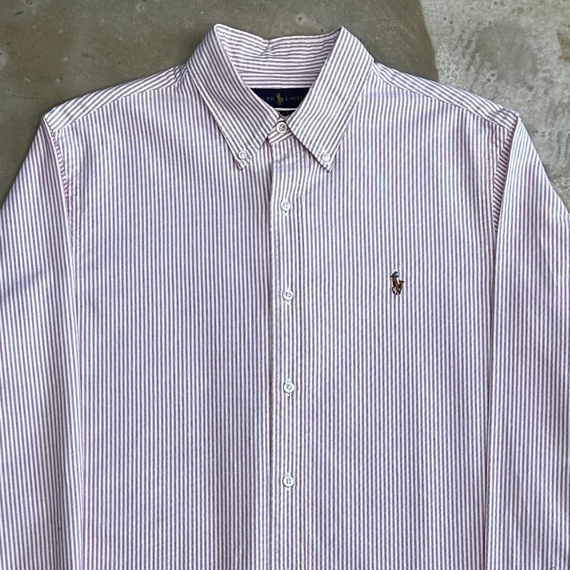 L 폴로랄프로렌 클래식핏 핑크 스트라이프 셔츠 상품이미지1