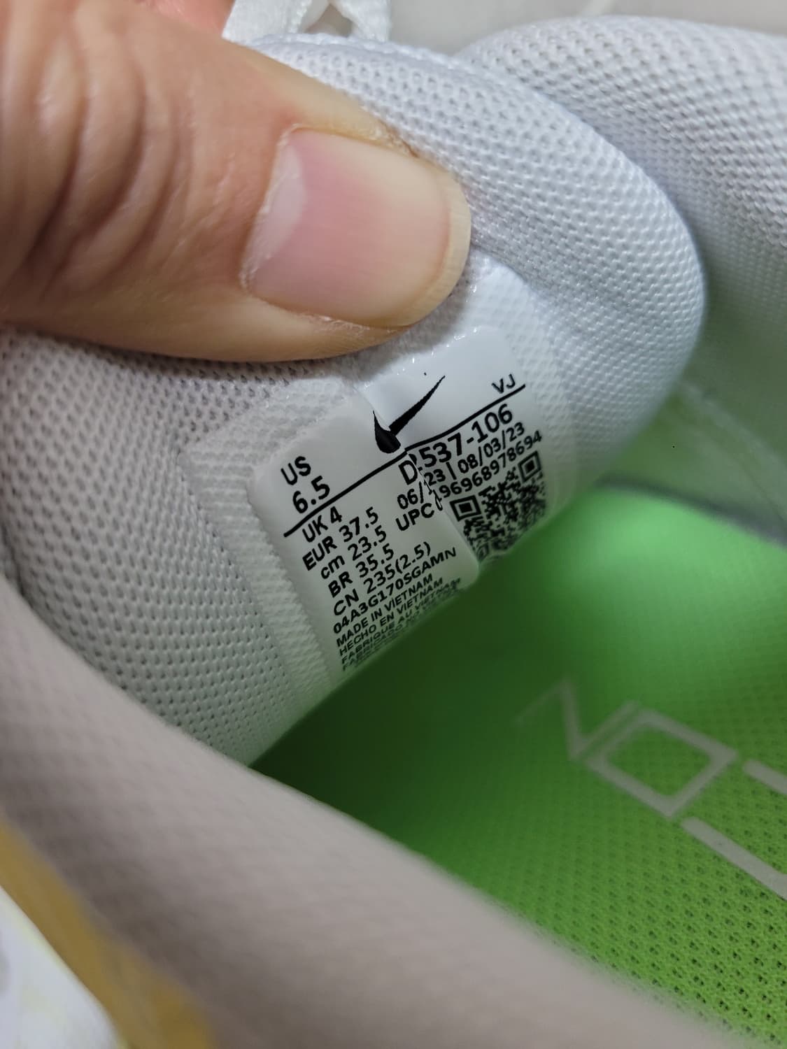 1회착) 나이키 메트콘 9 화이트 루미너스 그린 235 상품이미지7