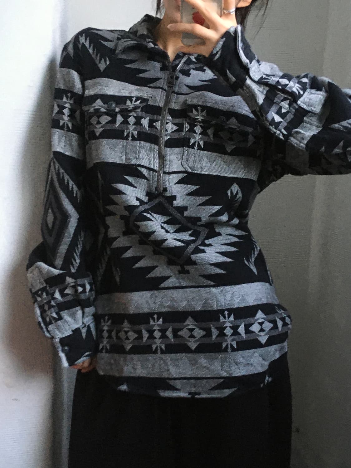 RRL 더블알엘 블랙 나바호 패턴 하프 집업  상품이미지1