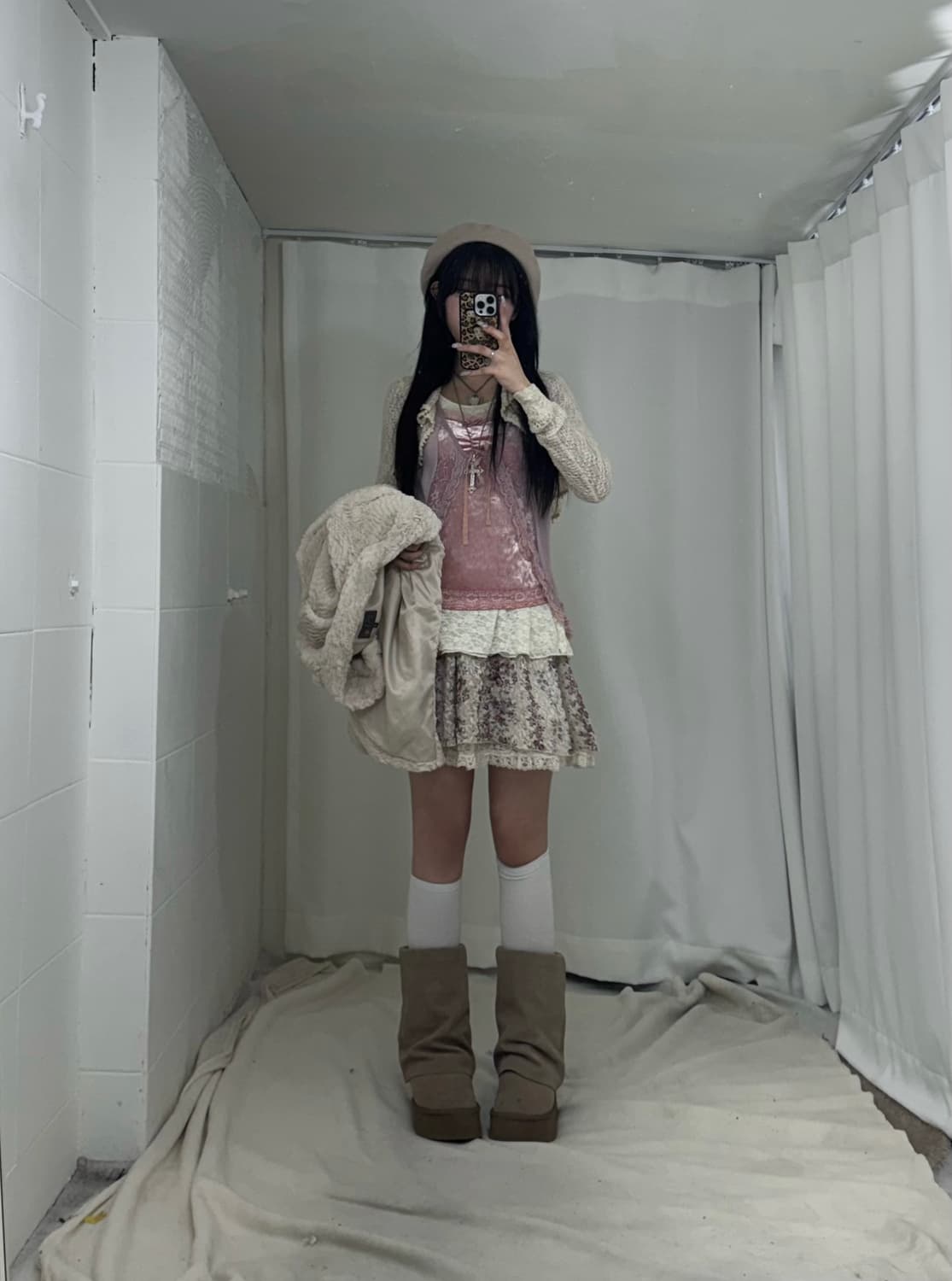 레스트로즈 화이트 뮤트핑크 윈터 페어리 코디세트  상품이미지3