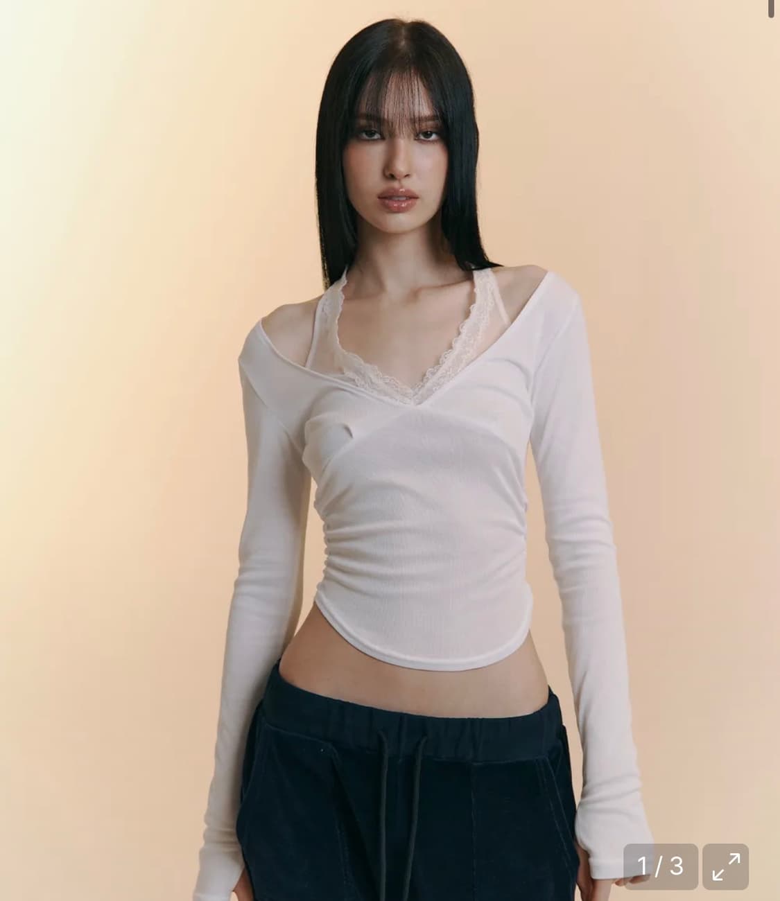 플노팔 Amelia Lace Halter Long Sleeve Top 상품이미지1