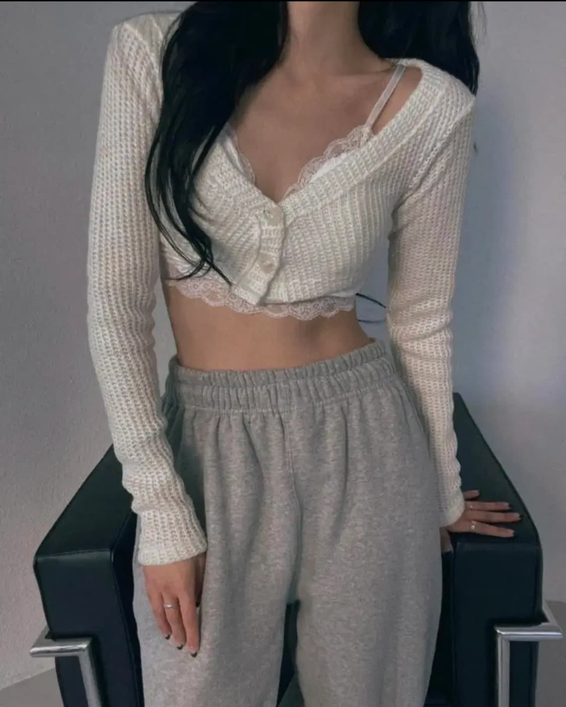 쓰리타임즈 와플 크롭 가디건 볼레로 상품이미지1