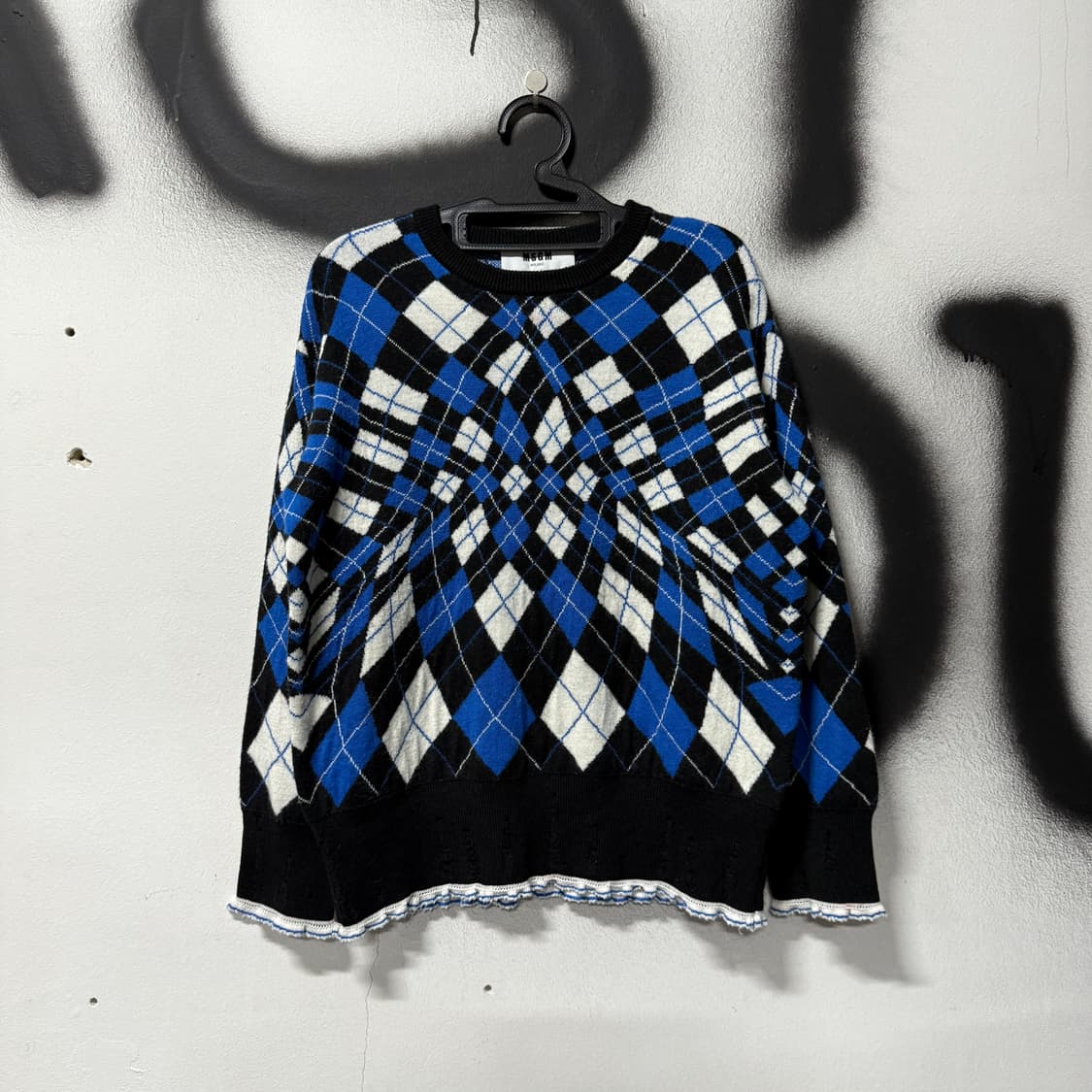 MSGM 백화점판 아가일 풀 패턴 그런지 울 혼방 니트 상품이미지1