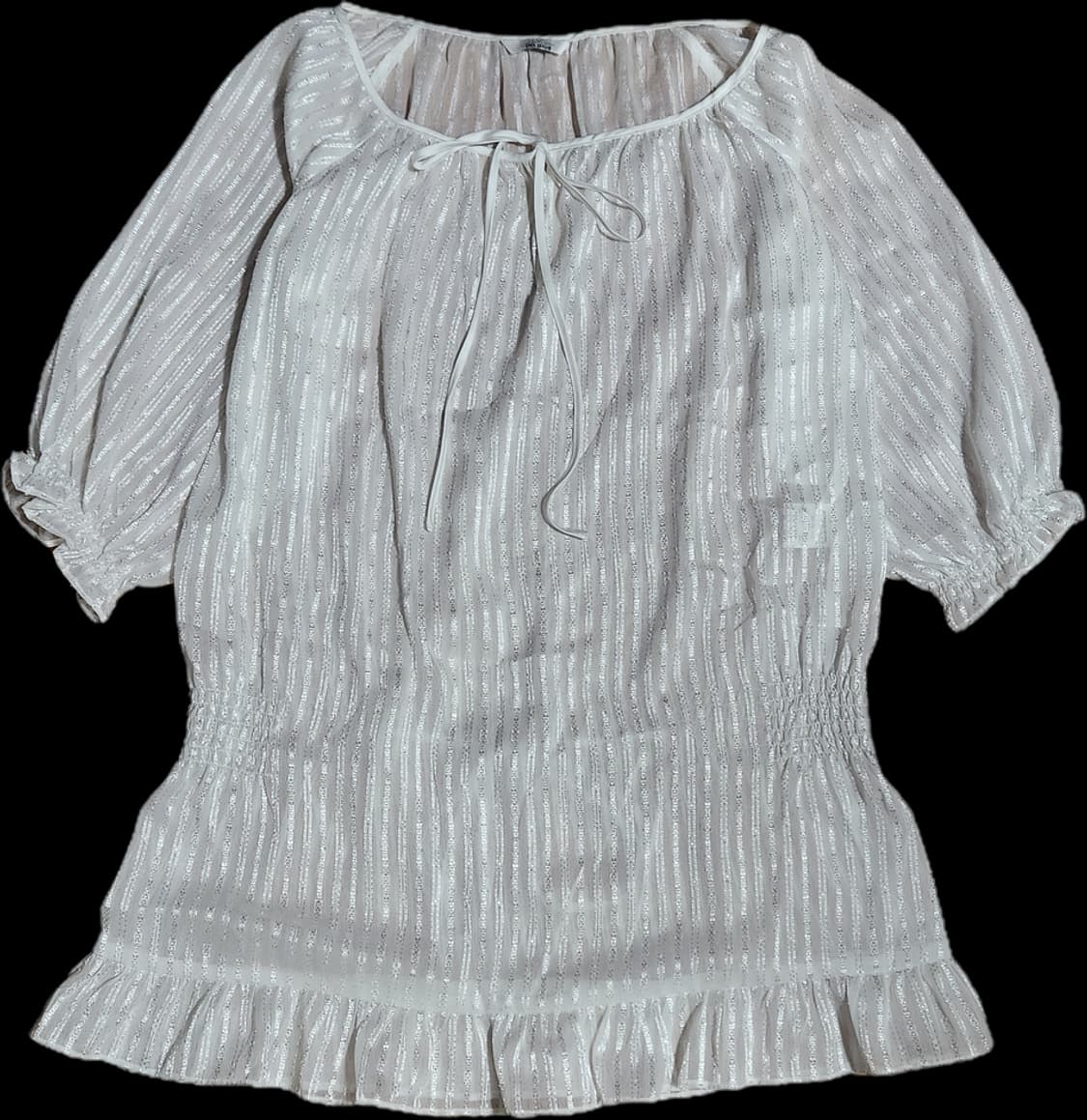 ab.plus 화이트 시스루 프릴 블라우스 미니 원피스 상품이미지1