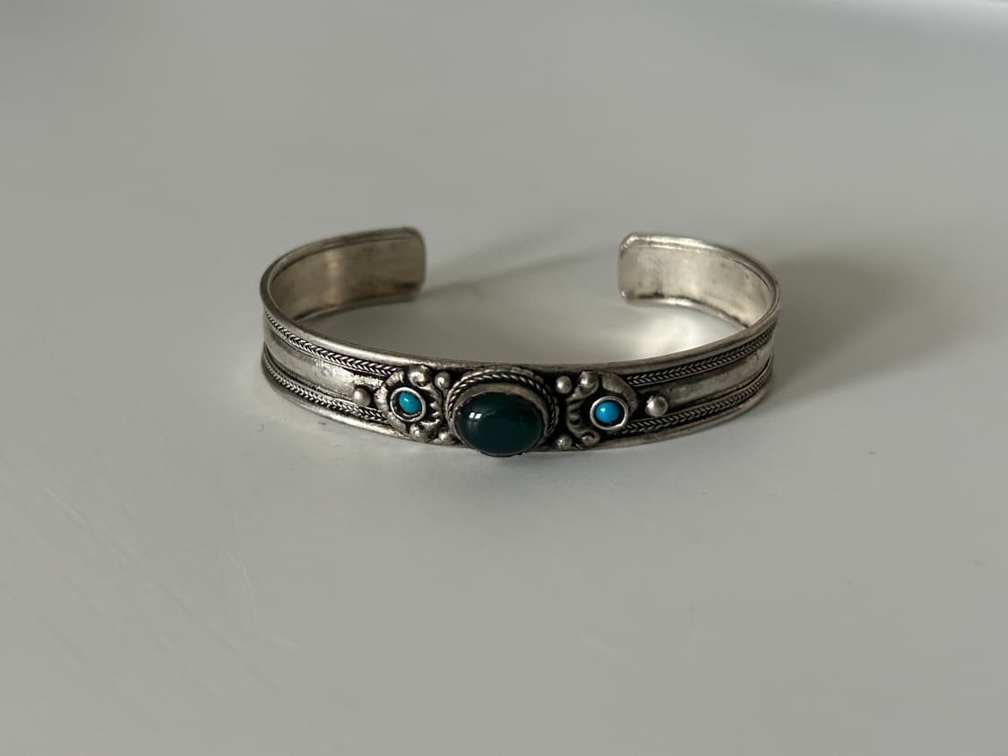 인도 빈티지 원석 메탈 뱅글 상품이미지3