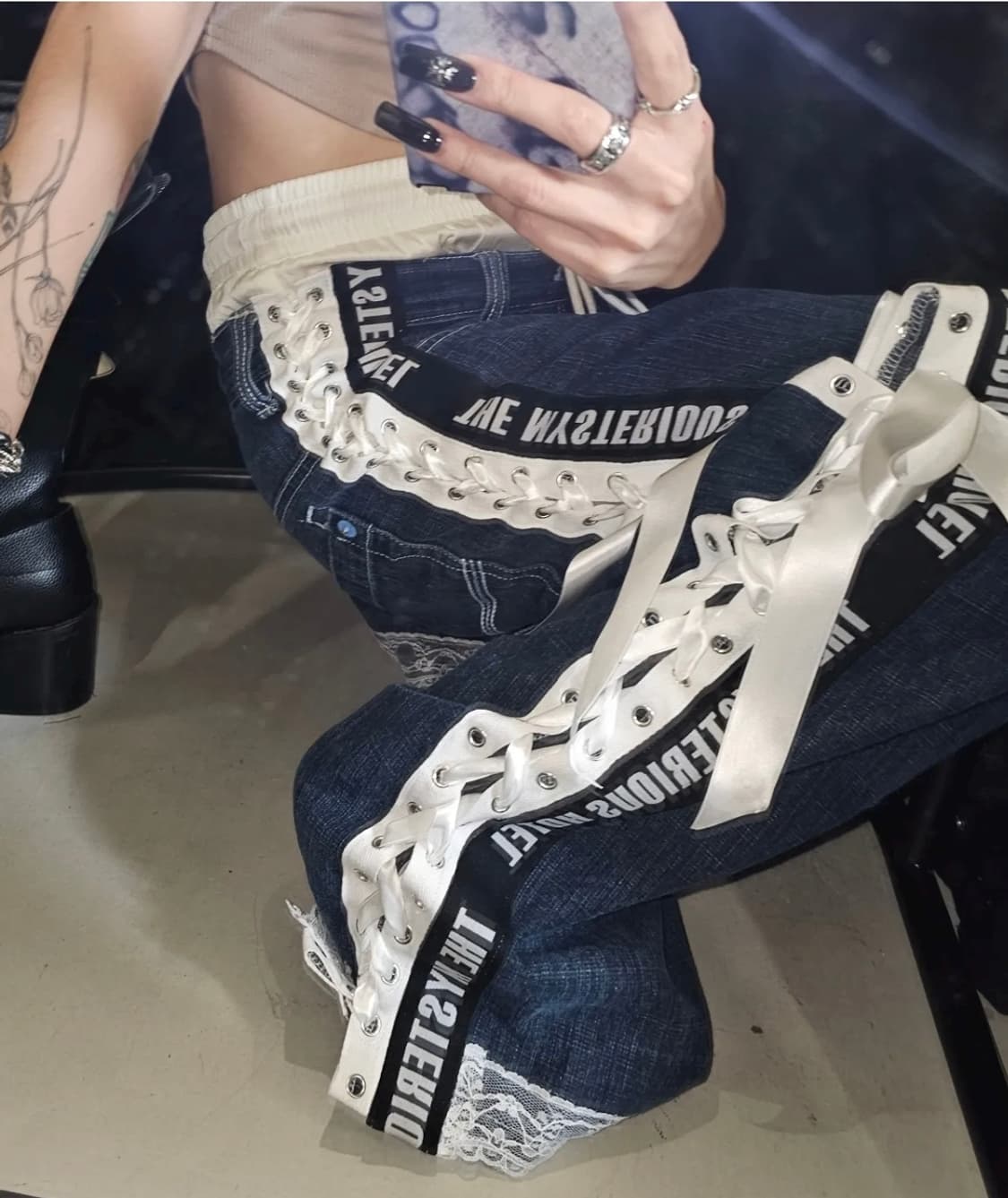 더미스테리어스호텔 커스텀 웨딩 데님팬츠 상품이미지2