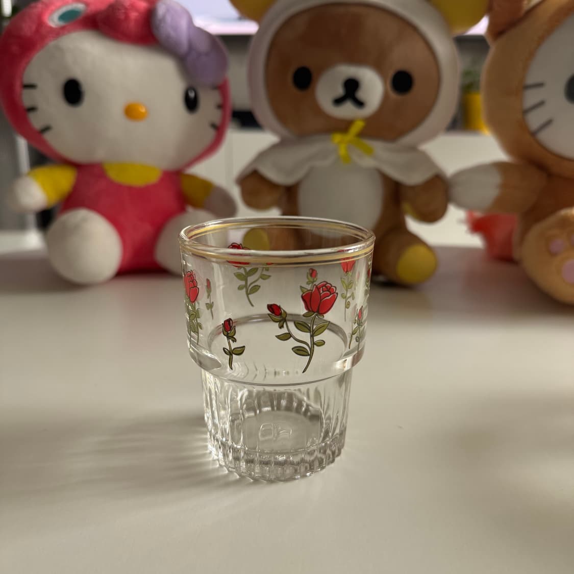 빈티지 레트로 컵 투명유리 장미 원형 물컵 1p 상품이미지3