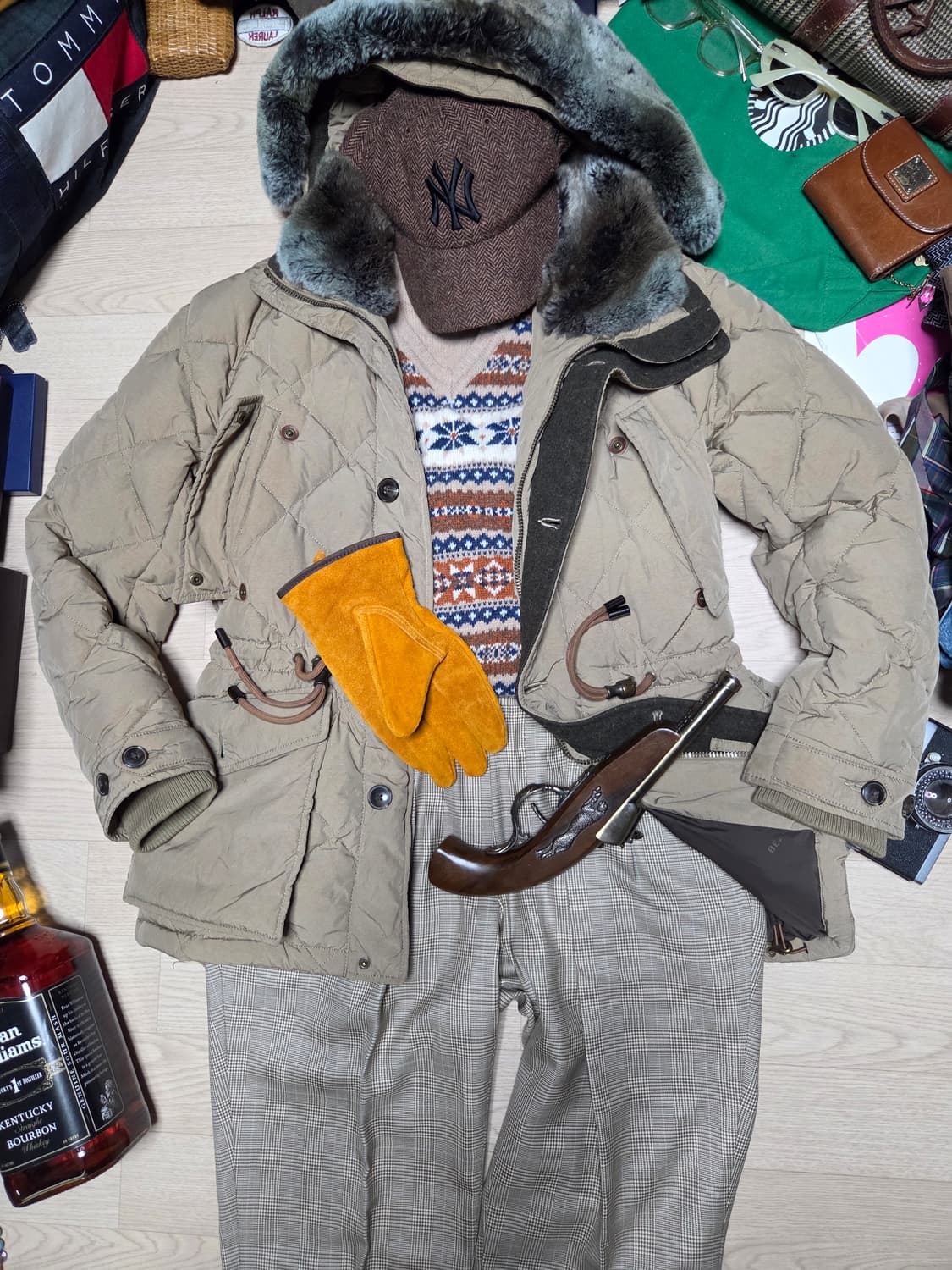 BEAN POLE 천연 모피(토끼털) 퀼팅 오리털 패딩 자켓 점퍼 다운 상품이미지1