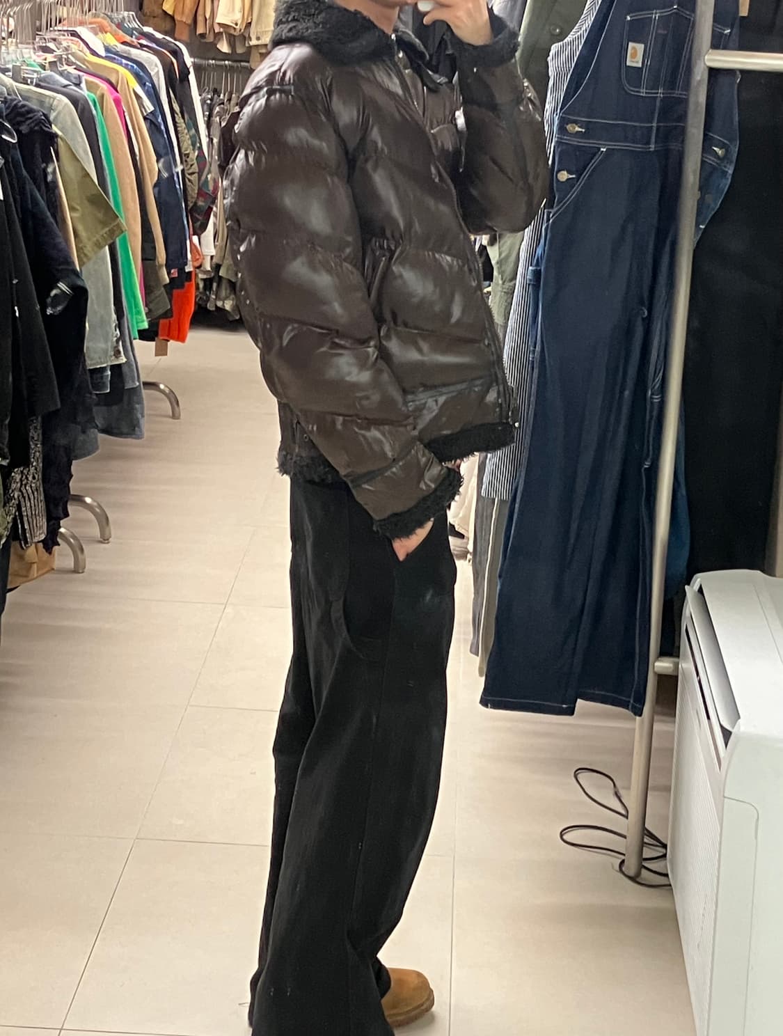 VTG 빈티지 브라운 퍼 패딩자켓 M 상품이미지6