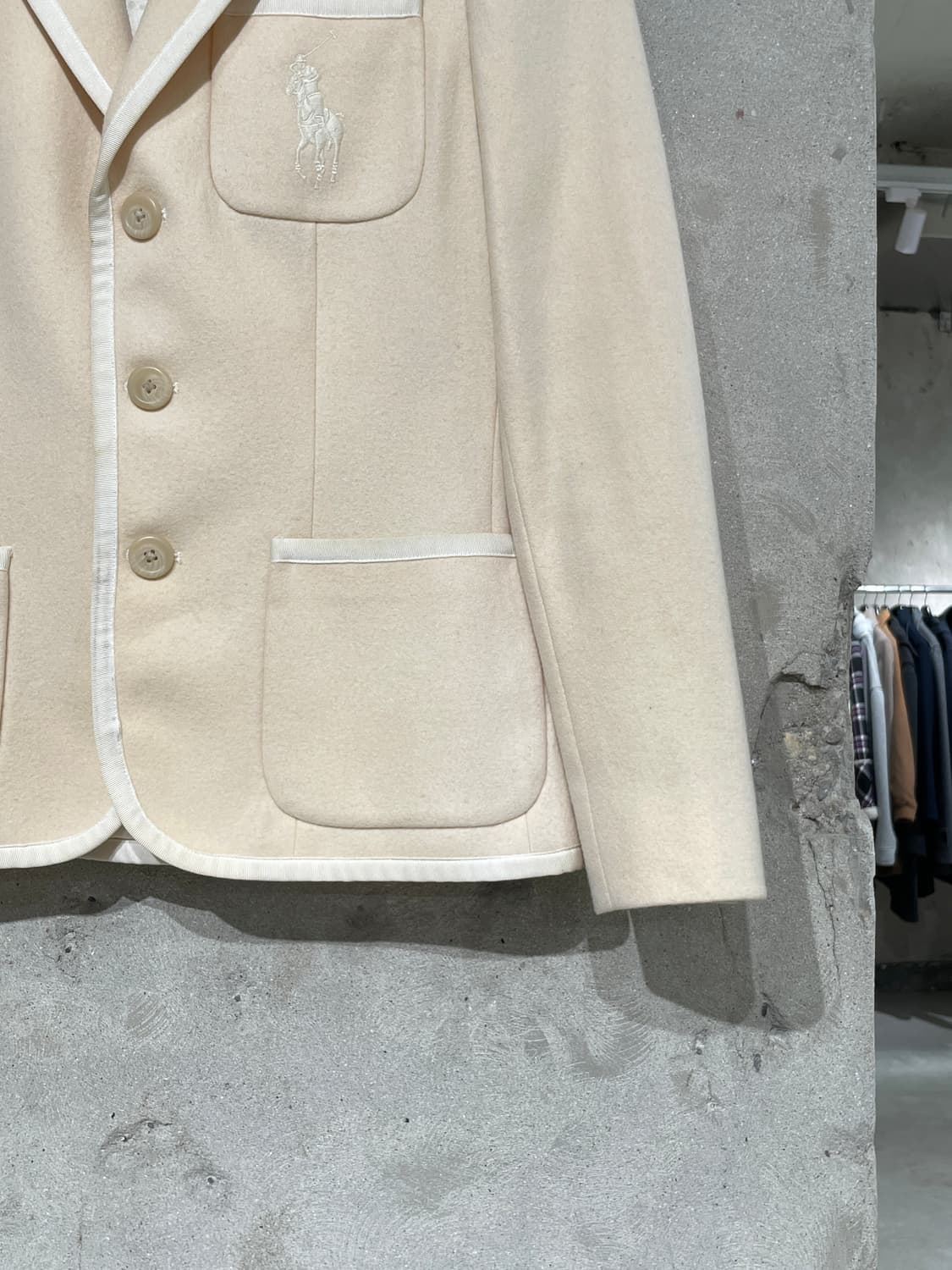 랄프 로렌 베이지 빅 포니 파이핑 울 캐시미어 자켓 상품이미지5