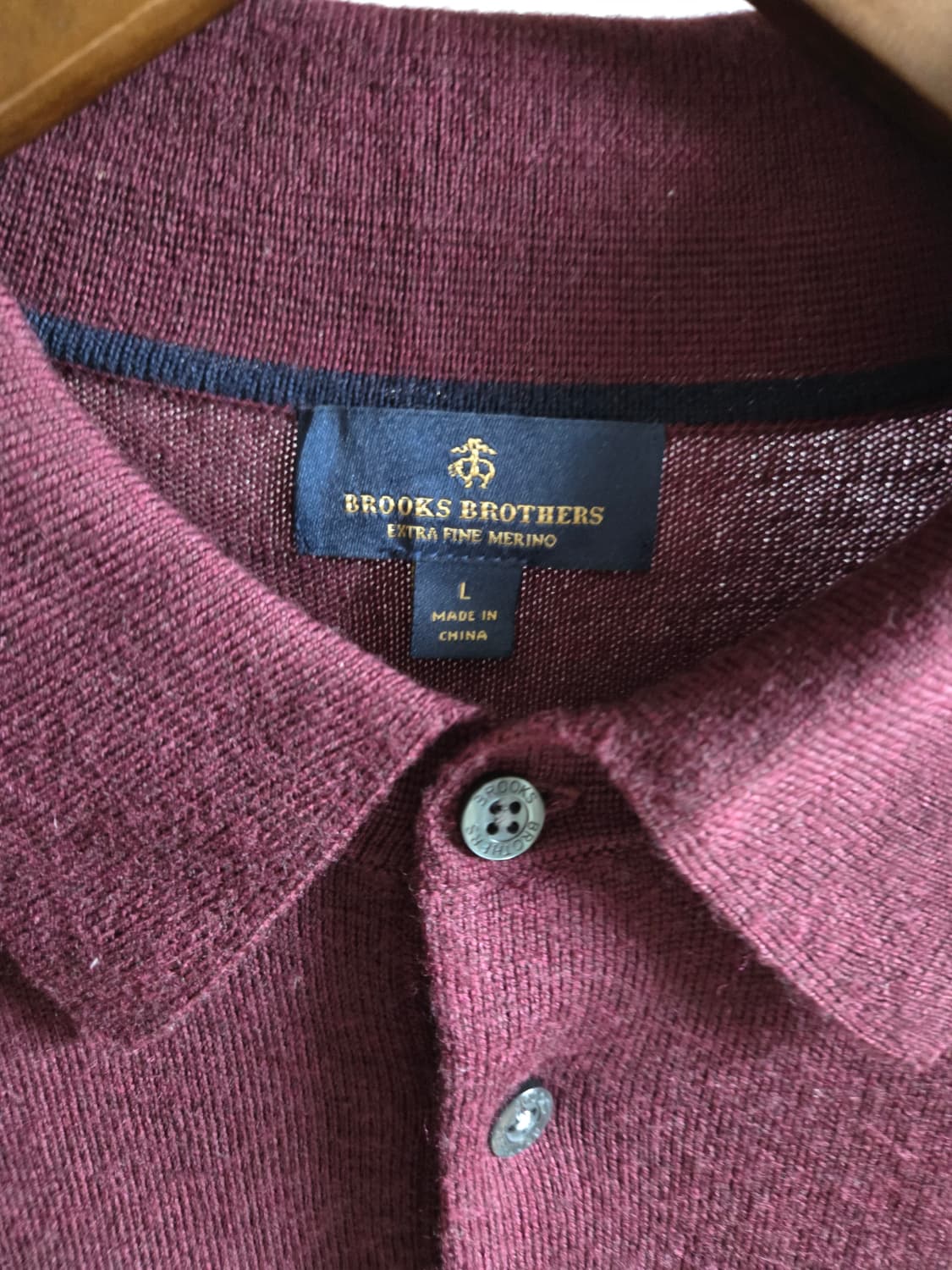 브룩스 브라더스 긴팔 카라 니트 버건디 L 상품이미지2