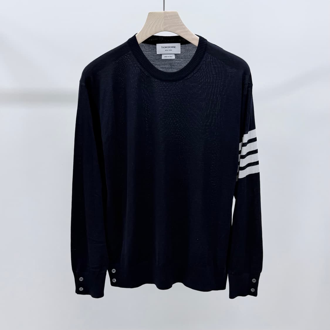 [S+급/5] 톰브라운 사선완장 메리노 울 니트 네이비 상품이미지1
