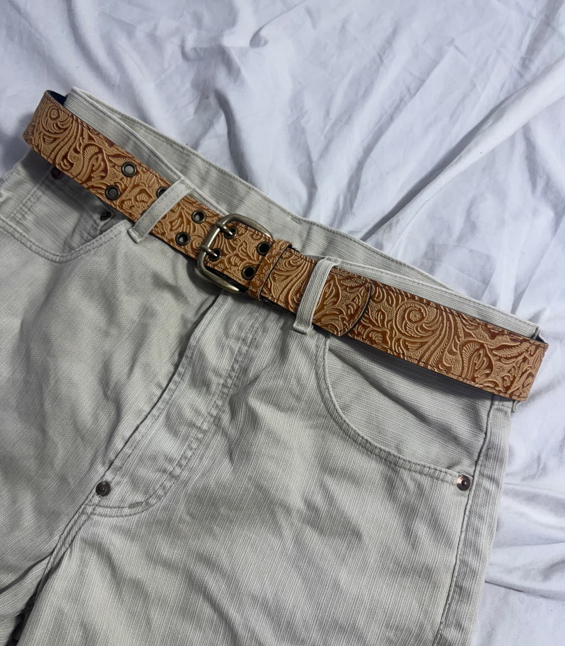 빈티지 카빙 레더 벨트 상품이미지2