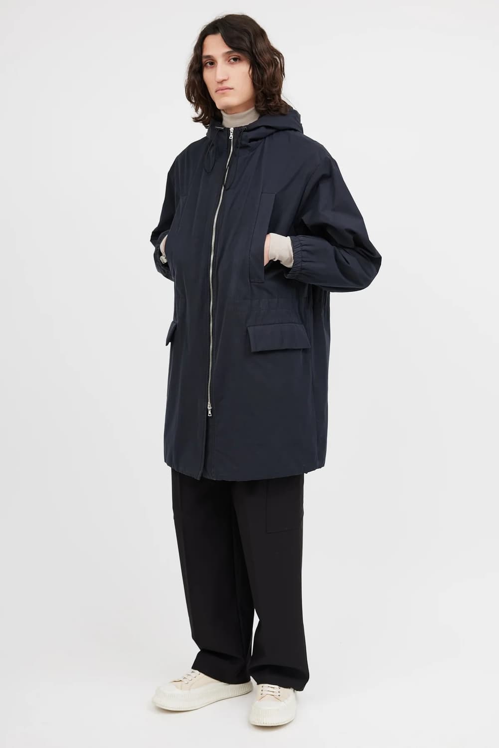 드리스반노튼 Hooded Mid Length Jacket Blue 상품이미지3