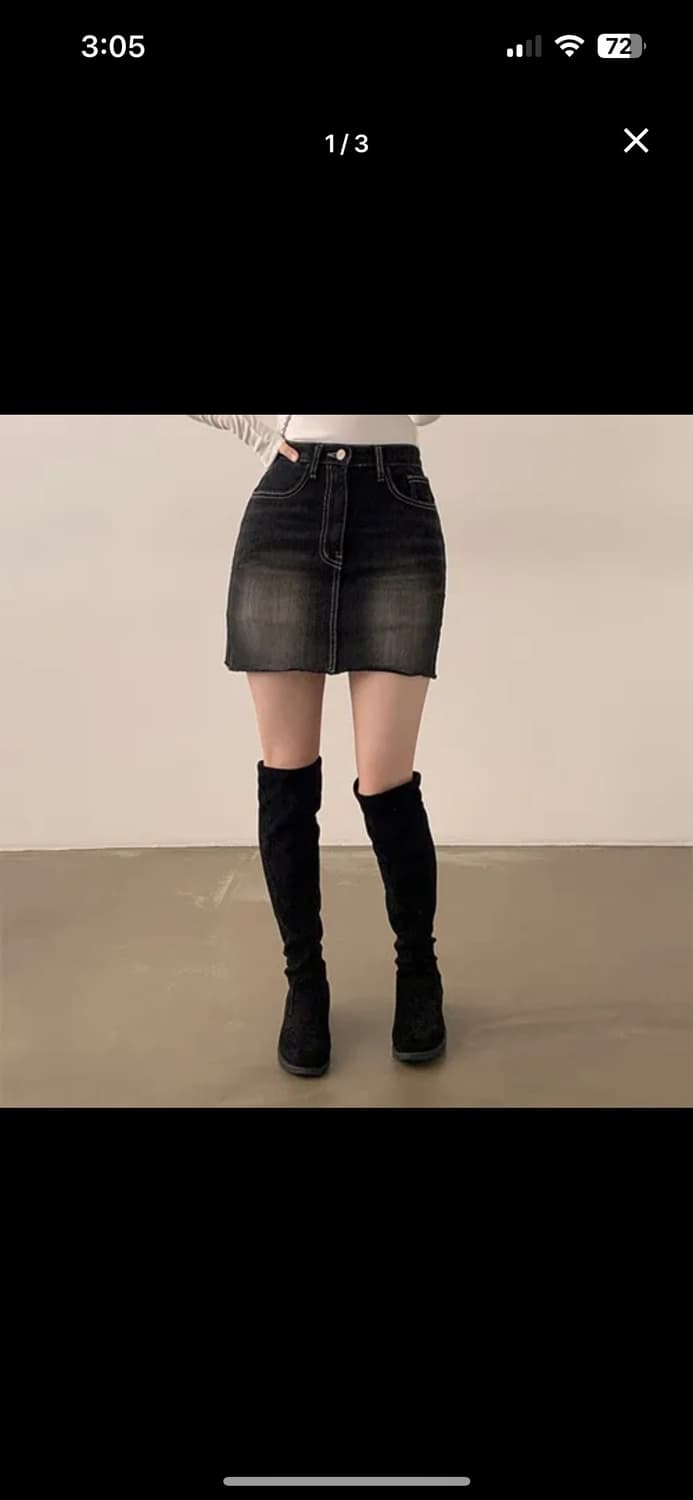 딱붙핏🖤워싱 블랙 데님 흑청 미니스커트 치마 스판 y2k 데일리 긱시크 상품이미지1