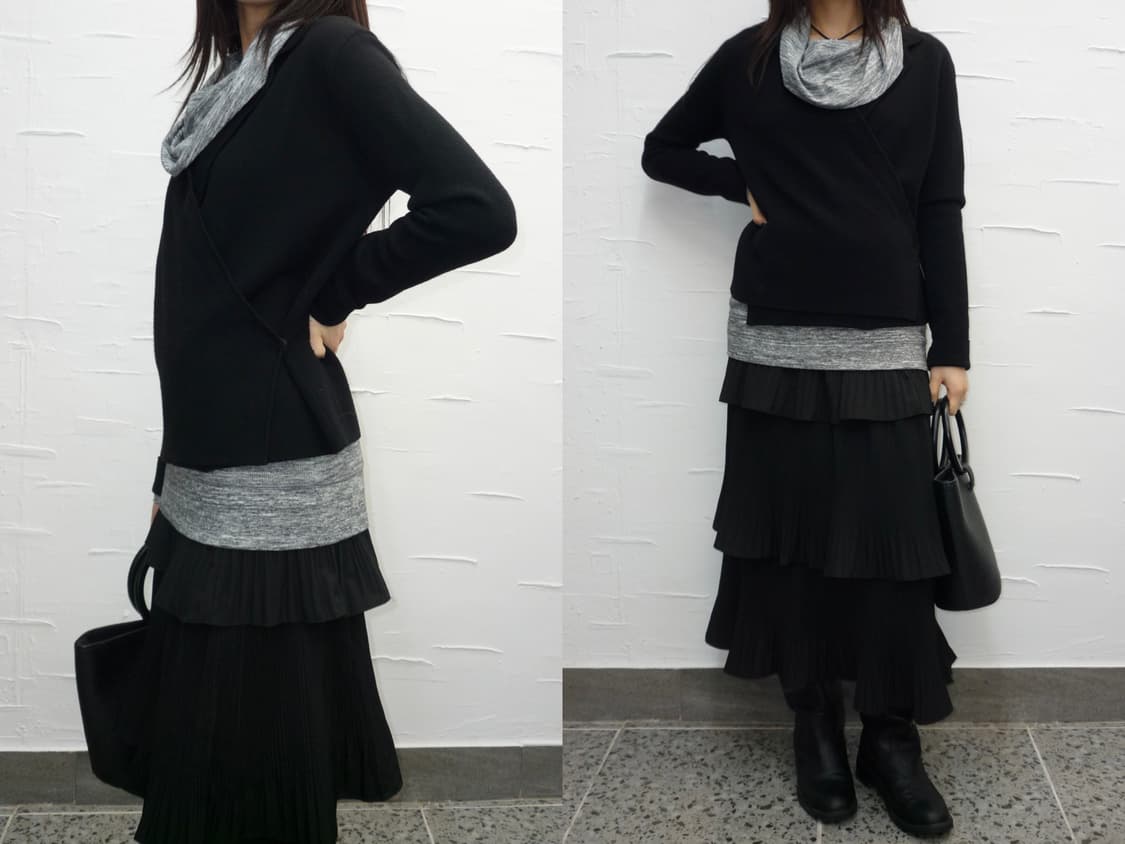 unblance black cardigan 상품이미지2