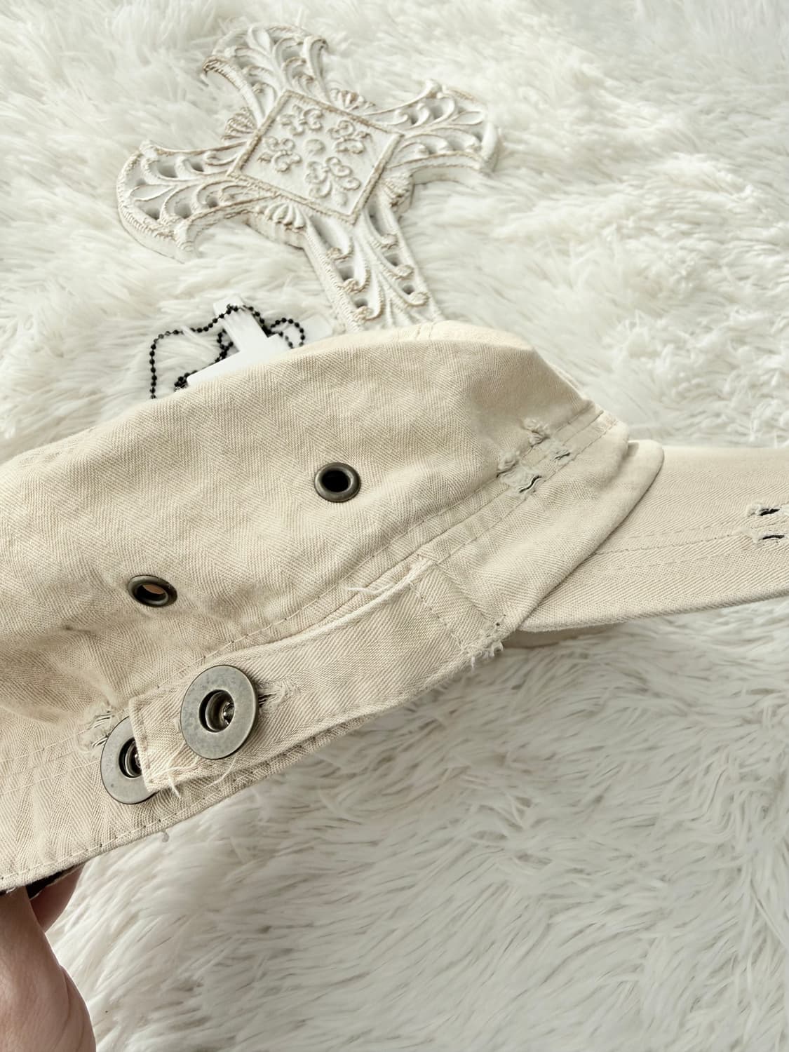 Y2K 스타 스터드 라이트 베이지 볼캡  상품이미지4