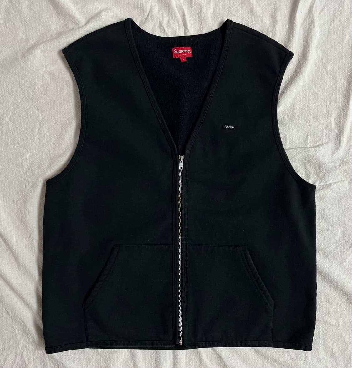 (L)슈프림 스몰박스로고 집업 스웻 베스트 (블랙) 상품이미지5