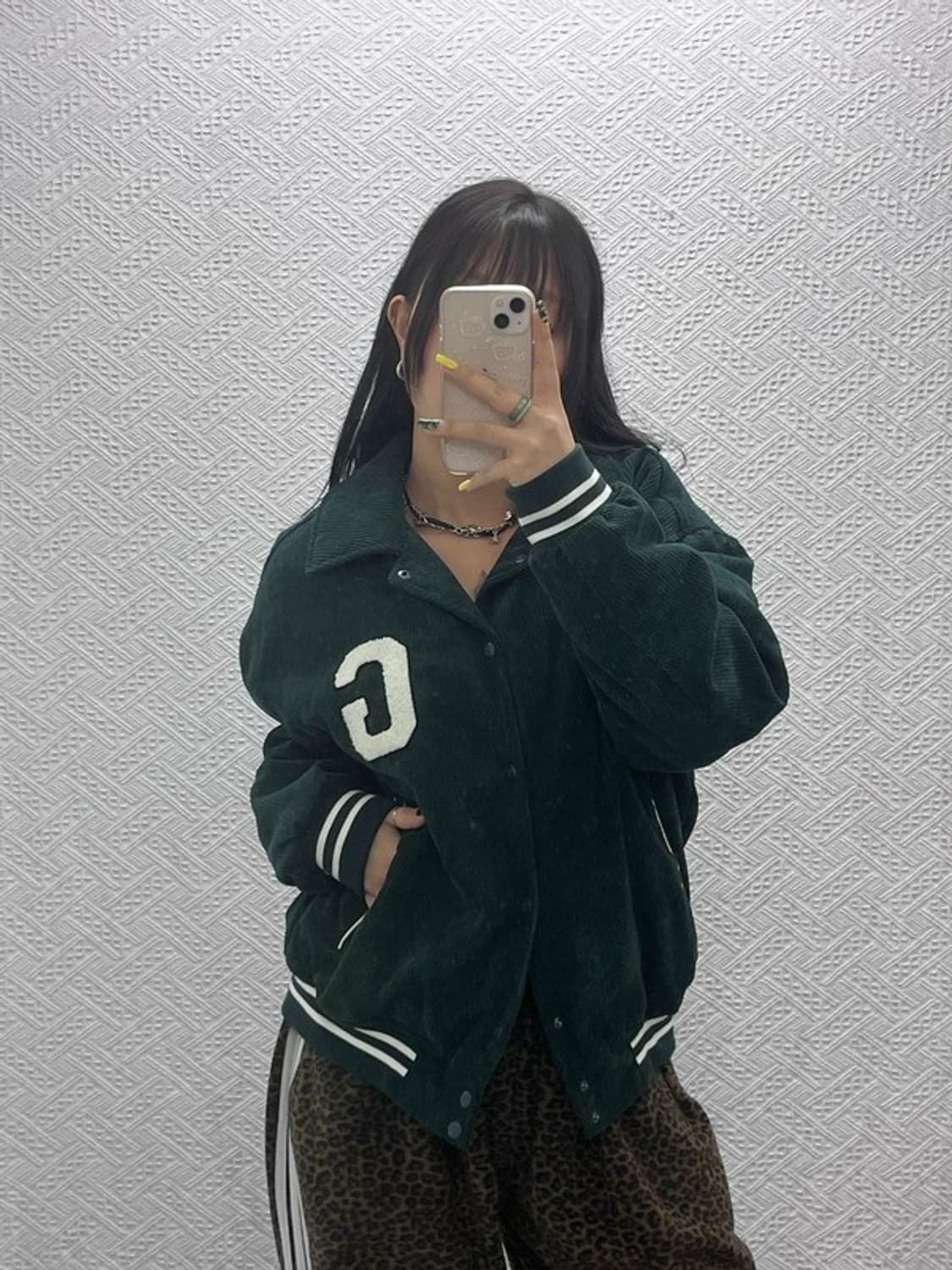 골라 빈티지 코듀로이 딥그린 바시티자켓 M C07582 상품이미지2