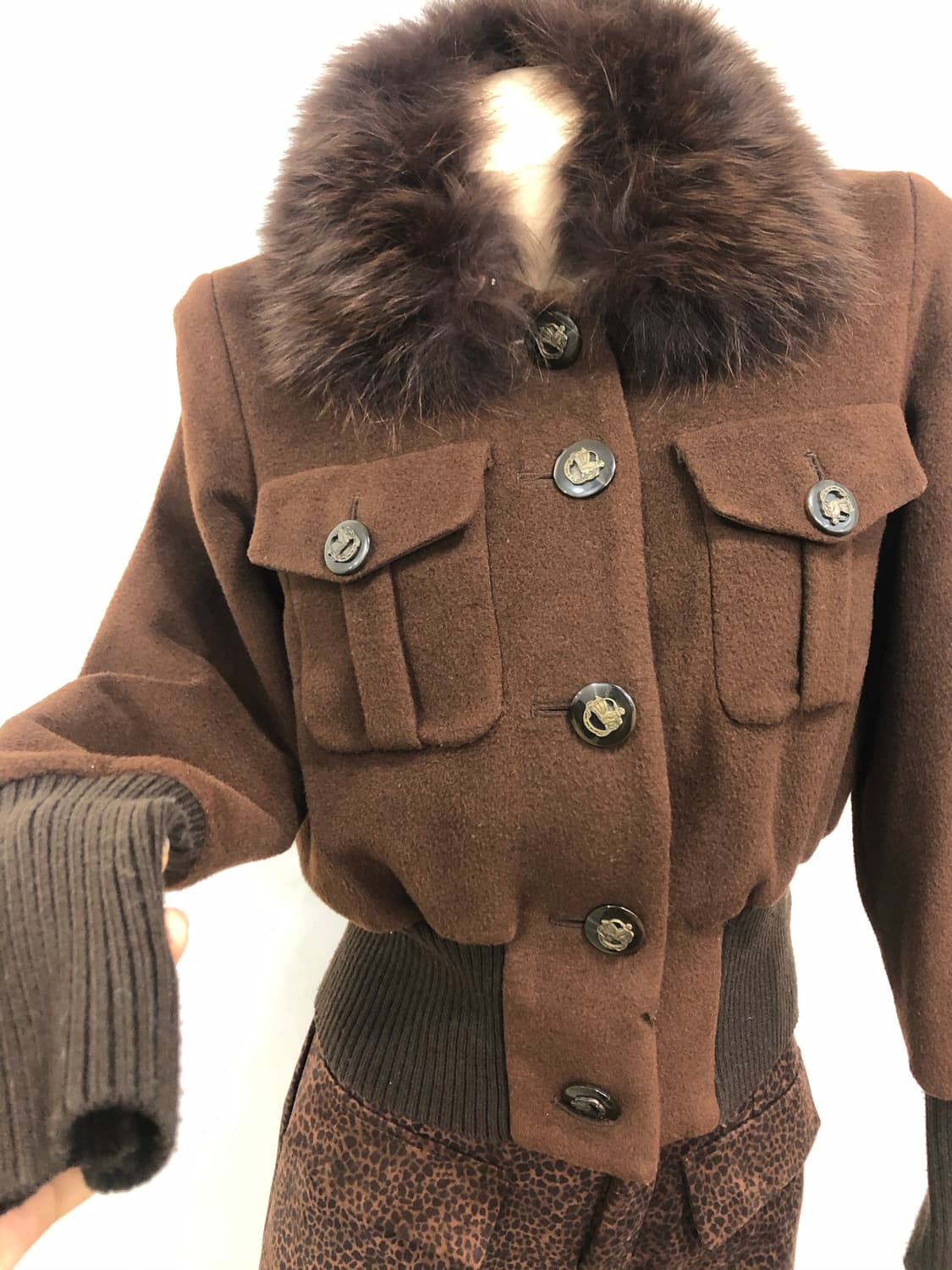 JESSI NEWYORK brown fur collar jacket  상품이미지3