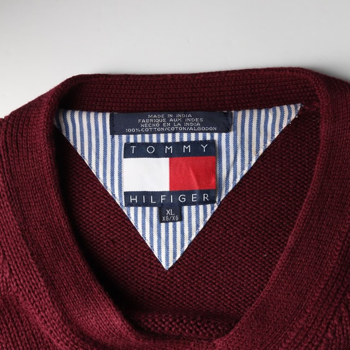 타미힐피거 클래식 로고 브이넥 코튼 니트 XL 상품이미지5