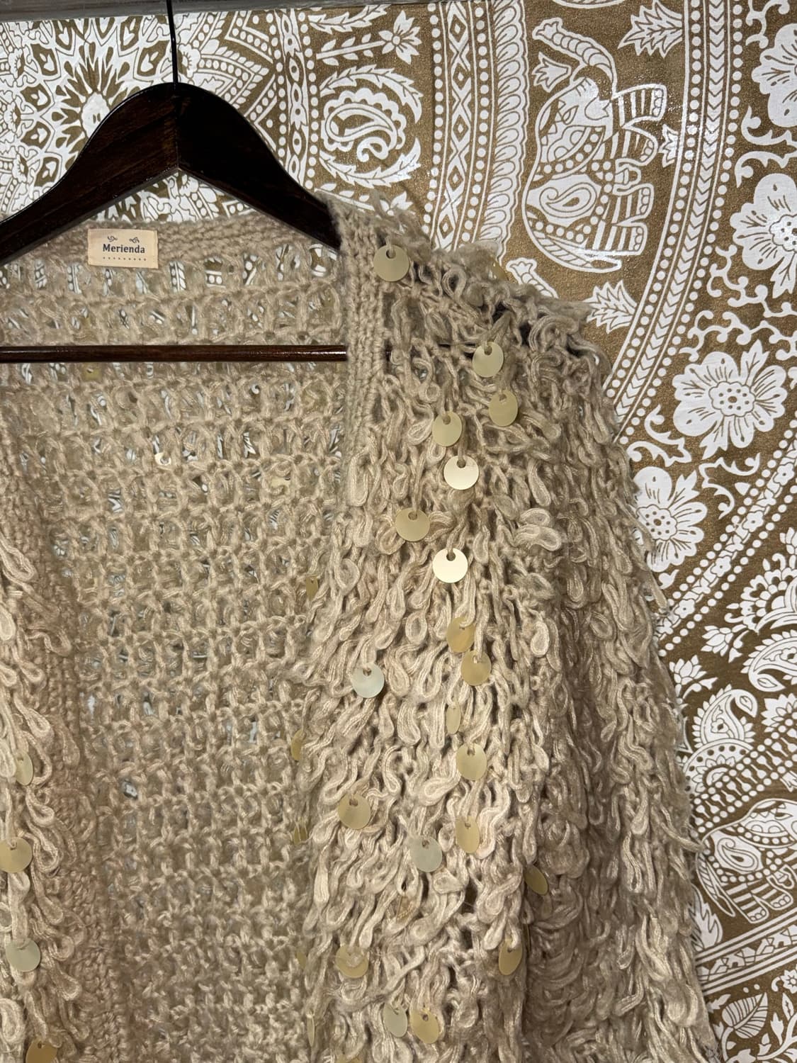 빈티지 여성 스팽글 니트 오픈 가디건  상품이미지4