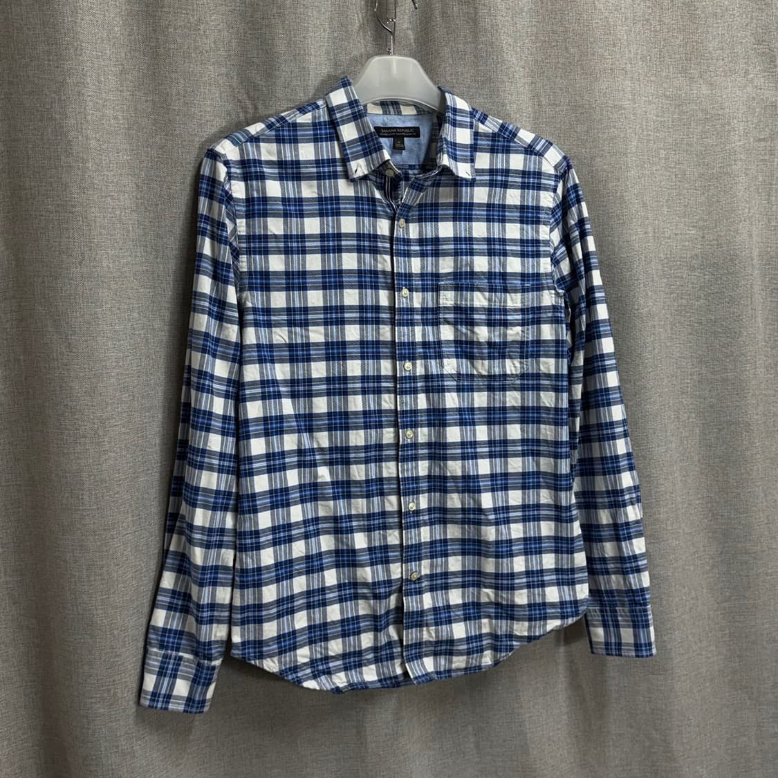 [M] 바나나리퍼블릭 면 블루 체크 셔츠 남방 상품이미지2