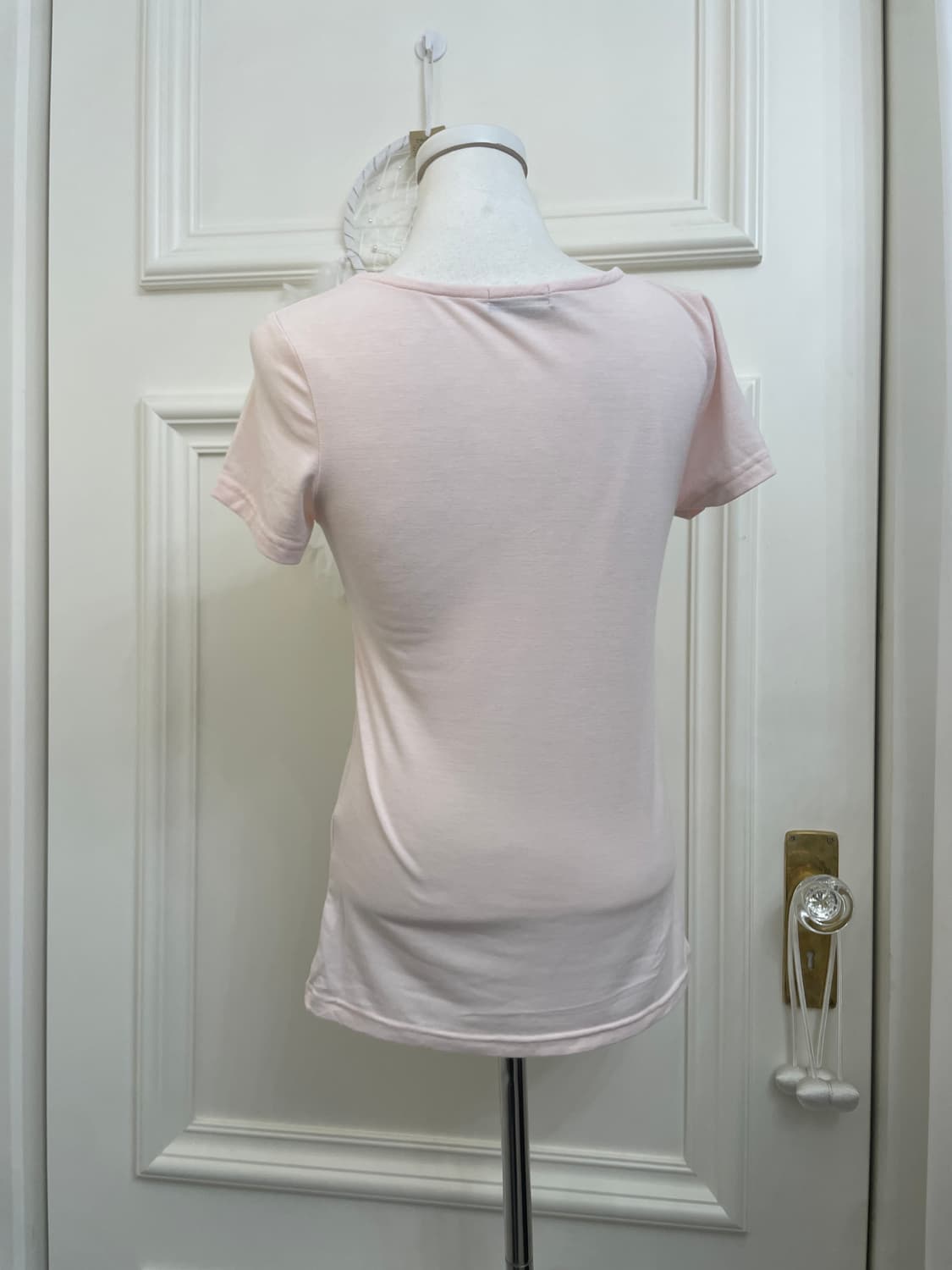 pink cubic point bust bow span top 상품이미지3