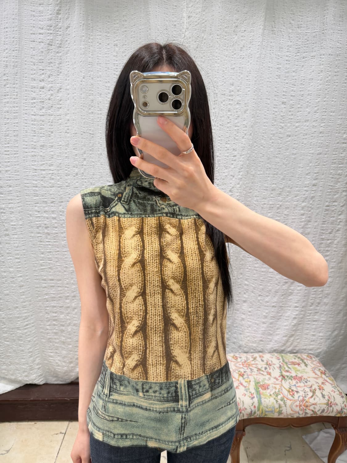 printing zip detail sleeveless 상품이미지5